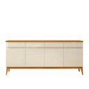 Ver imagem 2 de Buffet Aparador 4 Portas e 4 Gavetas em MDF com Pés em Madeira Maciça Bege/Off White/Cedro