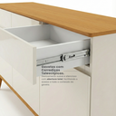 Ver imagem 5 de Buffet Aparador 4 Portas e 4 Gavetas em MDF com Pés em Madeira Maciça Bege/Off White/Cedro