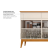 Buffet Aparador 4 Gavetas 4 Portas 187cm MDF com e em Cedro Magnum Premium Pés em Madeira Maciça Off White/Cedro - 7