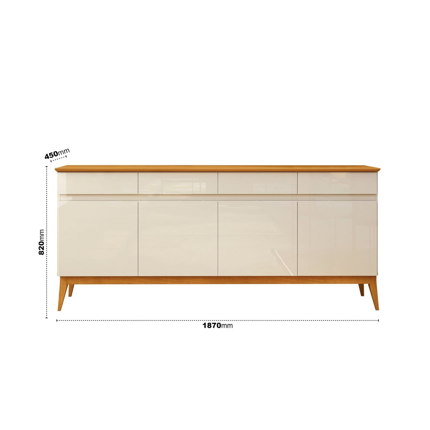 Buffet Aparador 187cm 4 Portas 4 Gavetas Magnum 1.90  - 4