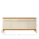 Ver imagem 3 de Buffet Aparador 4 Portas e 4 Gavetas em MDF com Pés em Madeira Maciça Bege/Off White/Cedro