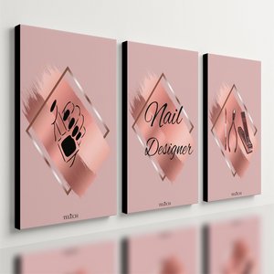 Kit 3 Quadro Decorativo Nair Designer Manicure Unhas Salão 28x20