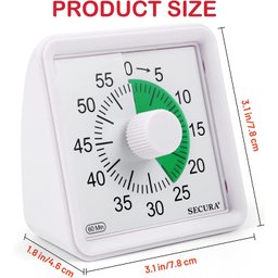 Secura Timer Visual de 60 Minutos para Sala de Aula e Estudo (verde e Branco) - 7