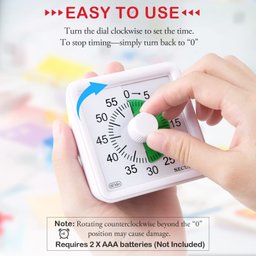 Secura Timer Visual de 60 Minutos para Sala de Aula e Estudo (verde e Branco) - 2