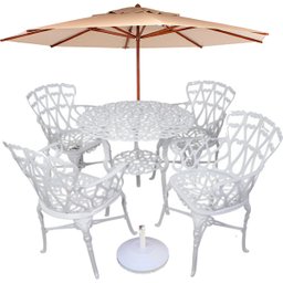 Kit Moveis Piscina Jogo de Jardim Viena com Mesa, 4 Cadeiras, Guarda Sol e Espreguiçadeira Piscina - 4
