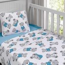 Ver imagem 3 de Jogo de Cama Tecebem Baby Malha 100% Algodão Estampado Bento 3 Peças Azul