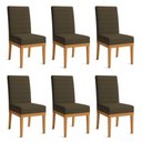 Ver imagem 1 de Kit 6 Cadeiras de Jantar Solana Linho Base de Madeira - Pallazio Cor Marrom Café