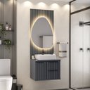Ver imagem 1 de Conjunto Cecília 60cm com Painel Ripado e Espelho Orgânico Led - Fabribam