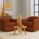 Ver imagem 1 de Kit 2 Poltrona Decorativa para Sala, Escritorio, Recepção Tila Suede Terracota