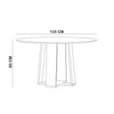 Ver imagem 7 de Mesa Redonda Belly Tampo de Vidro 135cm Ypê Off White N01 com 6 Cadeiras Ávila Suede Bege - Lyam