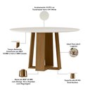Ver imagem 5 de Mesa Redonda Belly Tampo de Vidro 135cm Ypê Off White N01 com 6 Cadeiras Ávila Suede Bege - Lyam