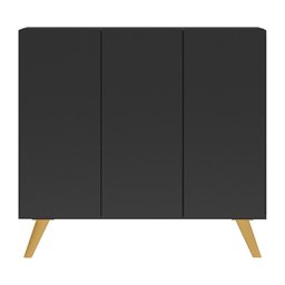 Gabinete Banheiro 3 Portas Retrô 90cm Multimóveis V5030 Preto/Natural - 6