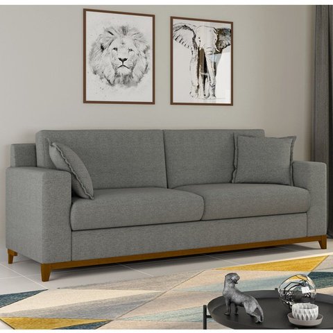 Sofá 3 Lugares Linho Slim Vintage Cinza