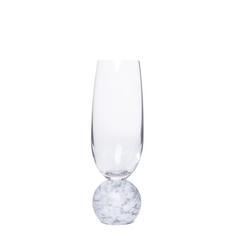 Jogo 2 Taças para Espumante de Cristal e Mármore Branco 210ml 23109 Mart