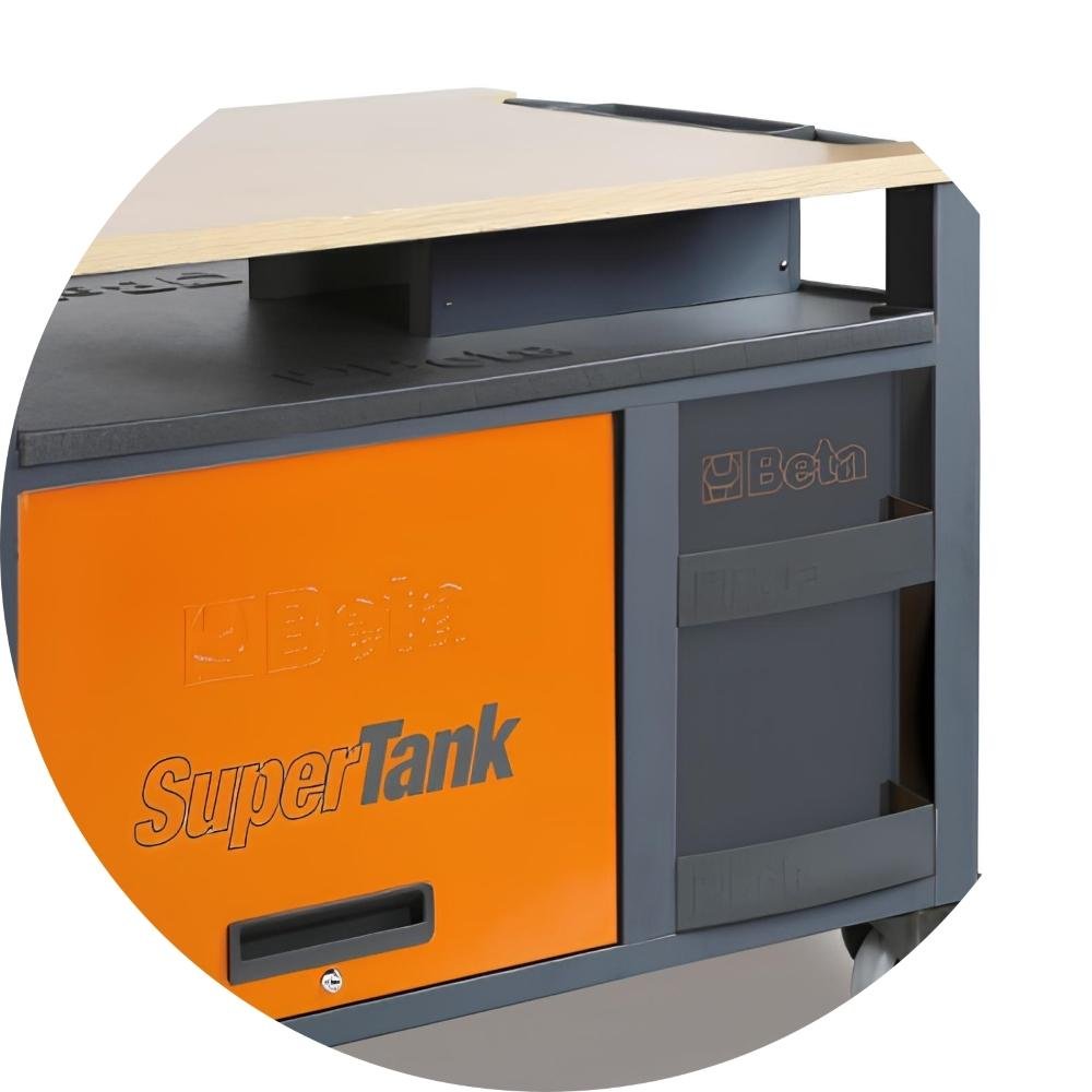 Carrinho de Ferramentas Supertank 1200kg Laranja Cinza com Tampo de Madeira 10 Gavetas Rsc28-o Beta - 7