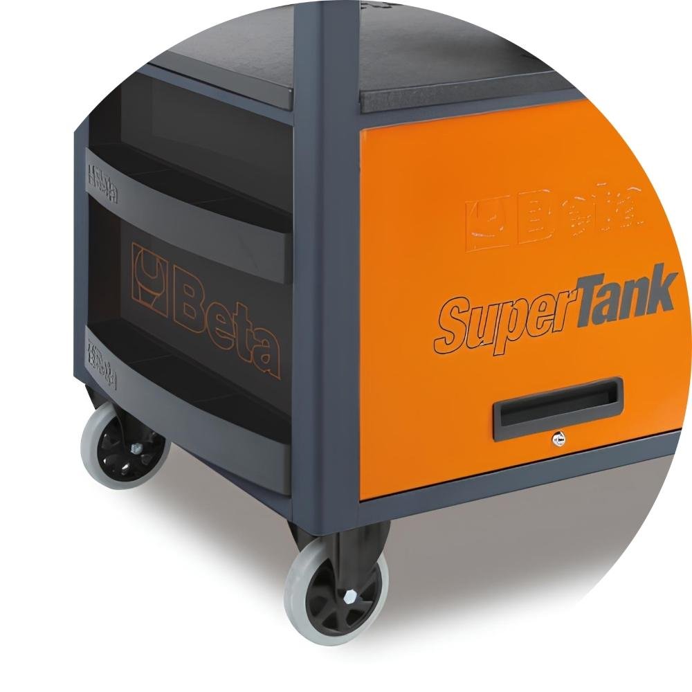 Carrinho de Ferramentas Supertank 1200kg Laranja Cinza com Tampo de Madeira 10 Gavetas Rsc28-o Beta - 10