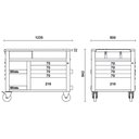 Ver imagem 3 de Carrinho de Ferramentas Supertank 1200kg Laranja Cinza com Tampo de Madeira 10 Gavetas Rsc28-o Beta