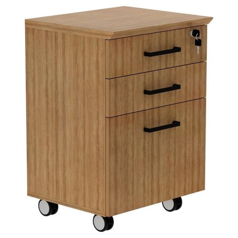 Gaveteiro Pasta Suspensa 2 Gavetas Rodízios e Chave 46 Cm Me4196 Amendoa Tecno Mobili Amendoa