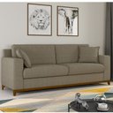 Ver imagem 1 de Sofá 3 Lugares Linho Slim Vintage Bege Caramelo