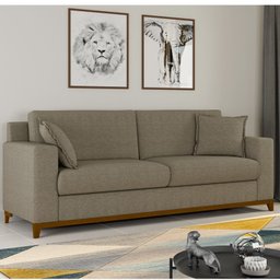 Sofá Slim Living Vintage 3 Lugares 220cm em Linho Arte Cúbica Estofados - 1