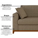 Ver imagem 4 de Sofá 3 Lugares Linho Slim Vintage Bege Caramelo