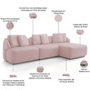 Ver imagem 3 de Sofá 4 Lugares com Chaise Direito Sala Living 288cm Arlo F04 Veludo Rosê- Lyam Decor