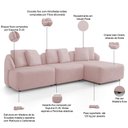 Ver imagem 4 de Sofá 4 Lugares com Chaise Direito Sala Living 294cm Arlo F04 Veludo Rosê Tc-12020- Lyam Decor