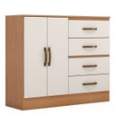 Ver imagem 2 de Kit Guarda-roupa Casal 6 Portas com Cômoda Sapateira 4 Gavetas Lisa Nature/off White