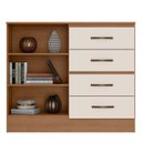 Ver imagem 3 de Kit Guarda-roupa Casal 6 Portas com Cômoda Sapateira 4 Gavetas Lisa Nature/off White
