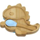 Ver imagem 1 de Prato Infantil Criança Bebê com Colher e Ventosa Home&co Dinossauro Bambu 3x18x18cm Natural