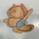 Ver imagem 7 de Prato Infantil Criança Bebê com Colher e Ventosa Home&co Dinossauro Bambu 3x18x18cm Natural
