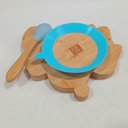 Ver imagem 5 de Prato Infantil Criança Bebê com Colher e Ventosa Home&co Dinossauro Bambu 3x18x18cm Natural