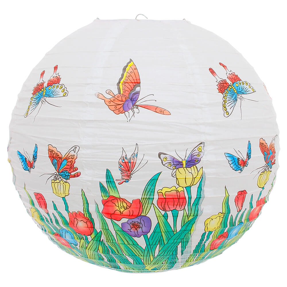Luminária Japonesa Papel 40 cm Branca Borboleta MadeiraMadeira