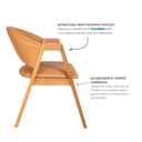 Ver imagem 5 de Kit 4 Cadeiras de Jantar Estofadas em Madeira Maciça e Courino Hibisco