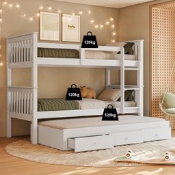 Treliche Solteiro Madeira Maciça Reforçada Cama Aux Gavetas - 3