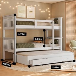 Treliche Solteiro Madeira Maciça Reforçada Cama Aux Gavetas - 2