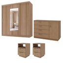 Ver imagem 2 de Kit Guarda Roupas 3 Portas, Cômoda e Mesa de Cabeceira Araçá CabeCasa MadeiraOriginals Marrom/Nogueira
