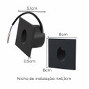 Ver imagem 4 de Embutido Led 3w Balizador Parede Quadrado Bco Quente - Preto - Preto