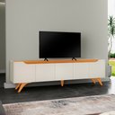 Ver imagem 1 de Rack para TV até 75 Polegadas 100% MDF 220cm Pés em Madeira Maciça 4 Portas Grécia Bege