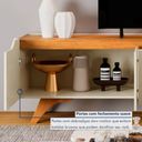 Ver imagem 4 de Rack para TV até 75 Polegadas 100% MDF 220cm Pés em Madeira Maciça 4 Portas Grécia Bege Off White/Naturalle