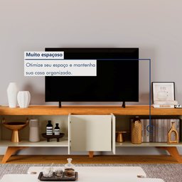 Rack para TV até 75 Polegadas 100% MDF  4 Portas 220cm Pés em Madeira Maciça Grécia - 8