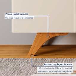Rack para TV até 75 Polegadas 100% MDF  4 Portas 220cm Pés em Madeira Maciça Grécia - 6