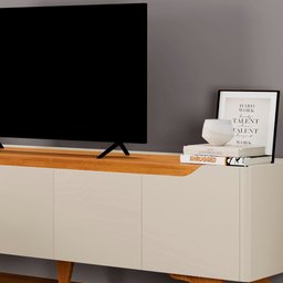 Rack para TV até 75 Polegadas 100% MDF  4 Portas 220cm Pés em Madeira Maciça Grécia - 11