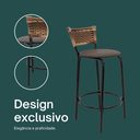 Ver imagem 4 de Kit 6 Bancos para Bancada Cozinha Gourmet Junco Cappuccino Balcão Ilha Banqueta 60cm Itagold