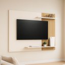 Ver imagem 1 de Painel de Tv Menfis Moderno 2 Prateleiras em Mdf Resistente:off White