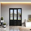 Ver imagem 2 de Porta de Aço de Correr Lateral com Postigo e Grade Quadrada 3 Folhas 213x150cm Facilitá Lucasa Preto