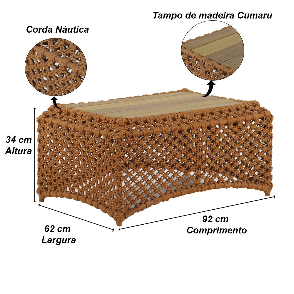 Kit Sofá Poltronas e Mesa Flórida em Alumínio Trama Original - 6