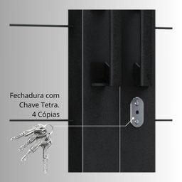 Porta de Aço de Correr com Postigo e Grade Quadrada 4 Folhas 213x200cm Facilitá Lucasa - 7