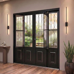 Porta de Aço de Correr com Postigo e Grade Mosaico 4 Folhas 213x200cm Facilitá Lucasa - 1 Porta de Aço de Correr com Postigo e Grade Mosaico 4 Folhas 213x200cm Facilitá Lucasa - 1