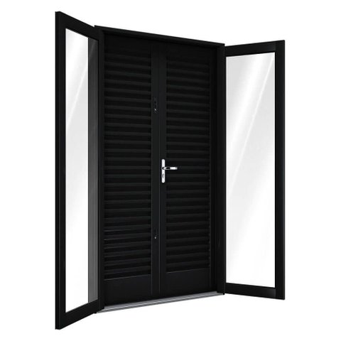 Porta Balcão 4 Folhas Aço 215x120cm Lucasa Facilitá Lucasa Preto
